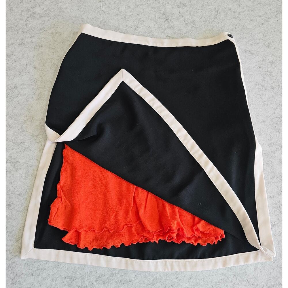 Black Midi Wrap Skirt with Red Lining